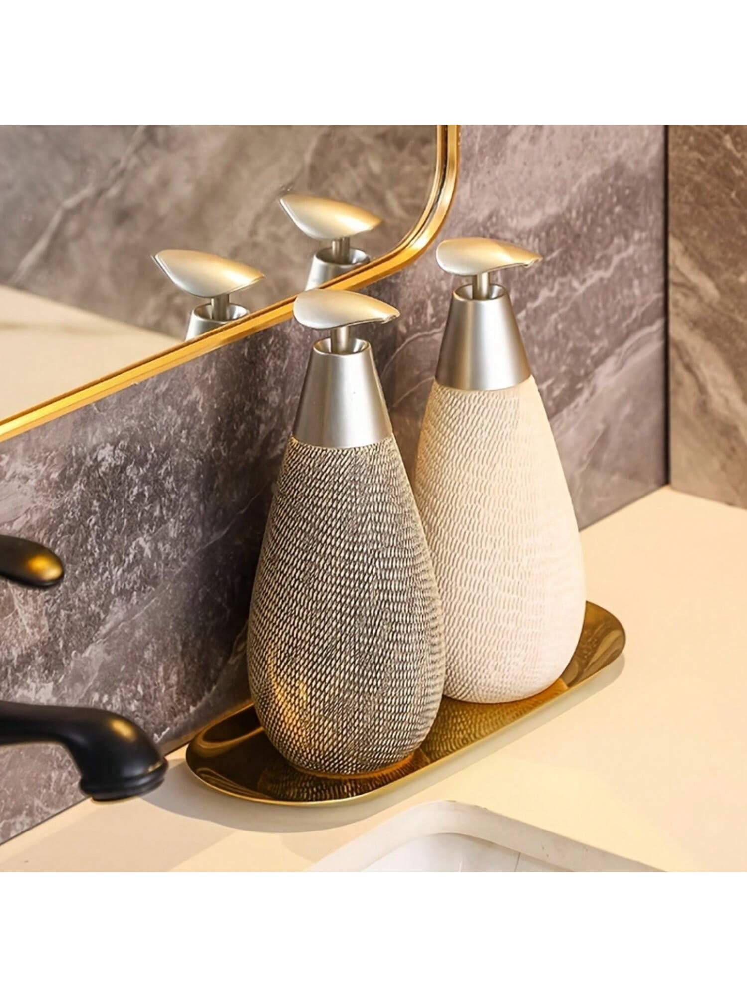 Creative Retro Style Ceramic Push Type Soap Dispenser With Pump, Hand Soap Bottle, Bathrooms Kitchens Toilets