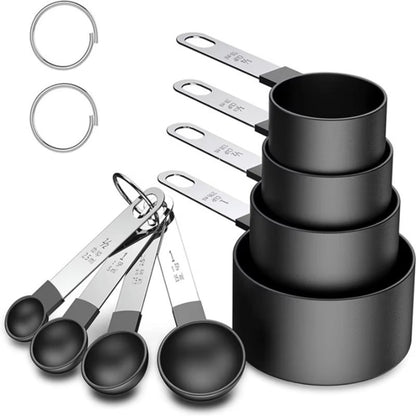Piece Kitchen Set Stainless Steel Silicone Dual Material Measuring Cups Spoons for Accurate Cooking Baking Grain Dessert