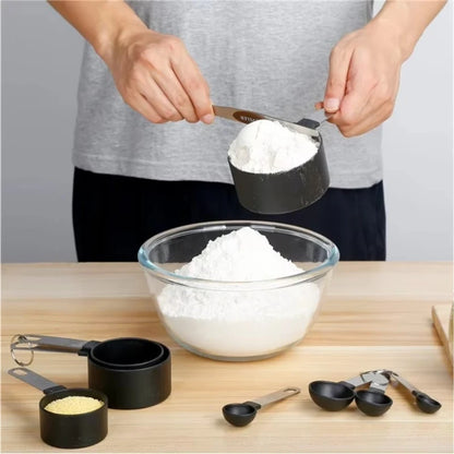 Piece Kitchen Set Stainless Steel Silicone Dual Material Measuring Cups Spoons for Accurate Cooking Baking Grain Dessert