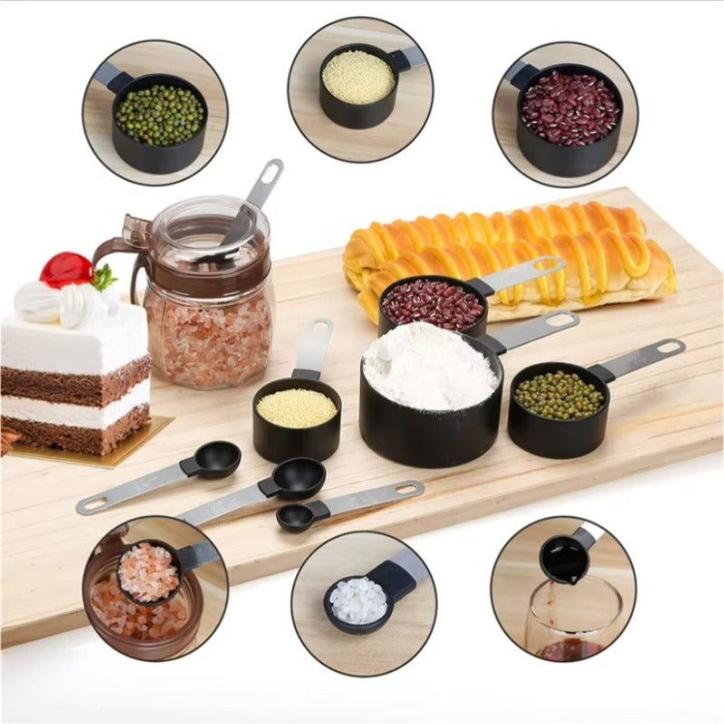 Piece Kitchen Set Stainless Steel Silicone Dual Material Measuring Cups Spoons for Accurate Cooking Baking Grain Dessert