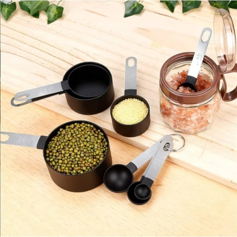 Piece Kitchen Set Stainless Steel Silicone Dual Material Measuring Cups Spoons for Accurate Cooking Baking Grain Dessert