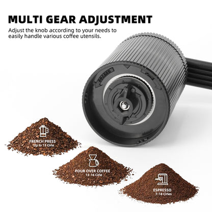 Mini Coffee Bean Grinder Manual Adjustable Settings Ultra-Portable Conical Burr Coffee Grinder for Cold Brew Camping