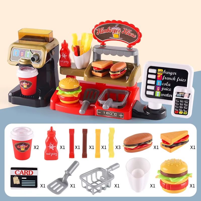 MiniDiner RolePlay Fast Food Kitchen Set  Cashier Burger  Fries Station For Kids 7