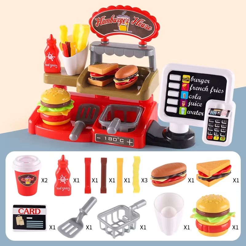 MiniDiner RolePlay Fast Food Kitchen Set  Cashier Burger  Fries Station For Kids 8