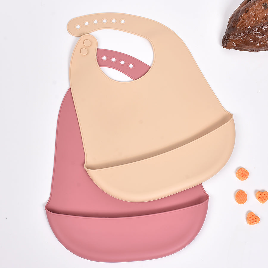 Children Silicone Feeding Bibs, Waterproof Drooling Towel, Silicone Baby Eating Bibs Easy to Clean