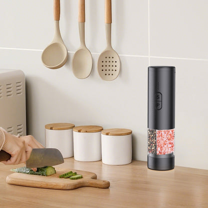 Electric Automatic Pepper Salt Grinder Dual Chamber with Separate Grinding Heads USB Adjustable Mill for Kitchen Cooking