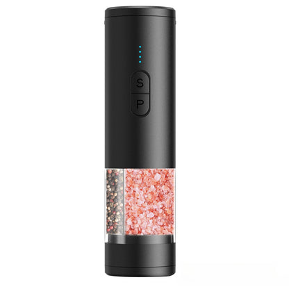 Electric Automatic Pepper Salt Grinder Dual Chamber with Separate Grinding Heads USB Adjustable Mill for Kitchen Cooking
