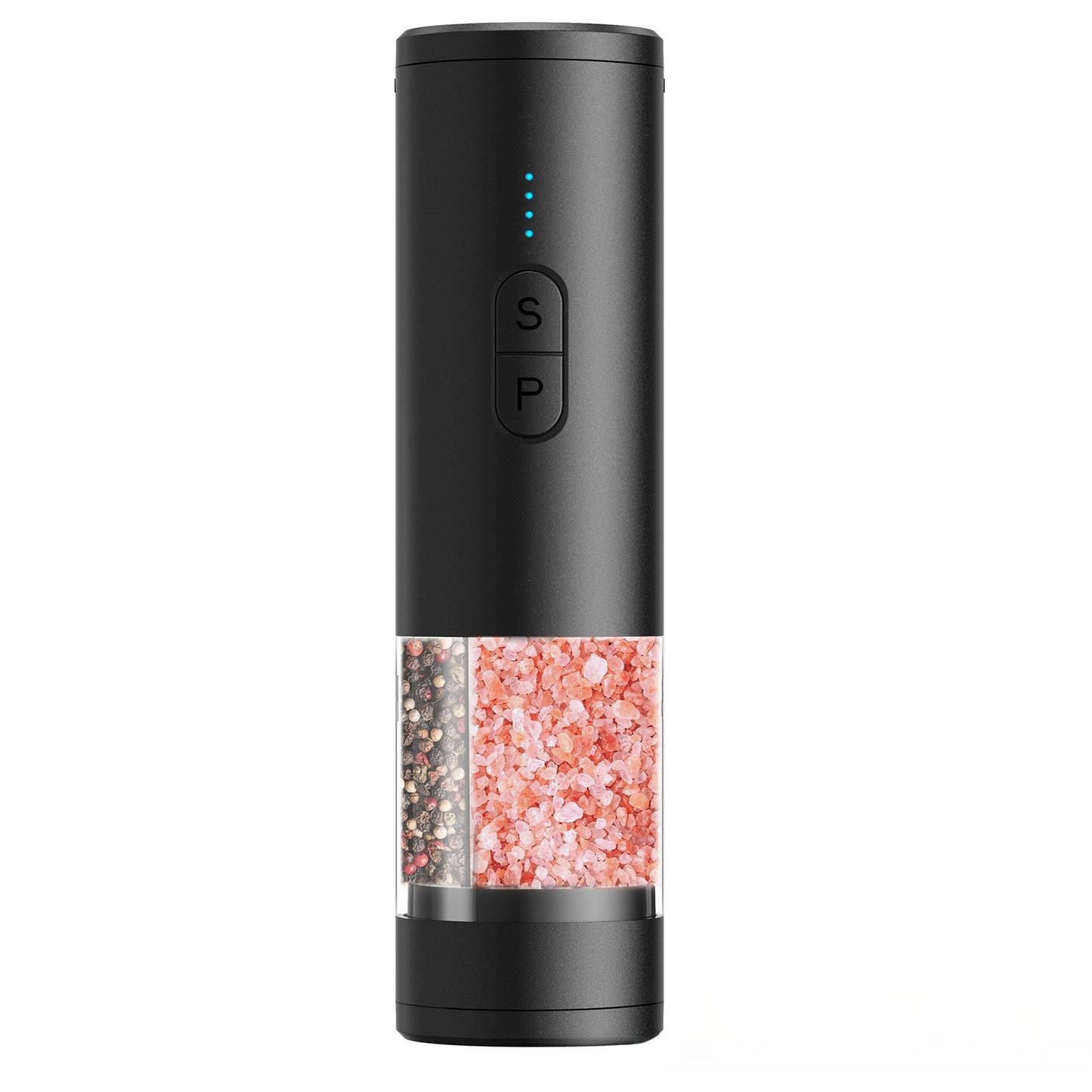 Electric Automatic Pepper Salt Grinder Dual Chamber with Separate Grinding Heads USB Adjustable Mill for Kitchen Cooking