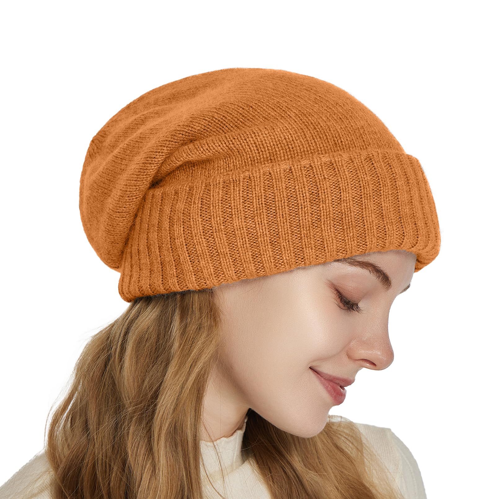 Pure Wool Knitted Womens Winter Hat Satin Lined Beanies Soft Warm Sleep Cover Elastic Fashion Slouc 7