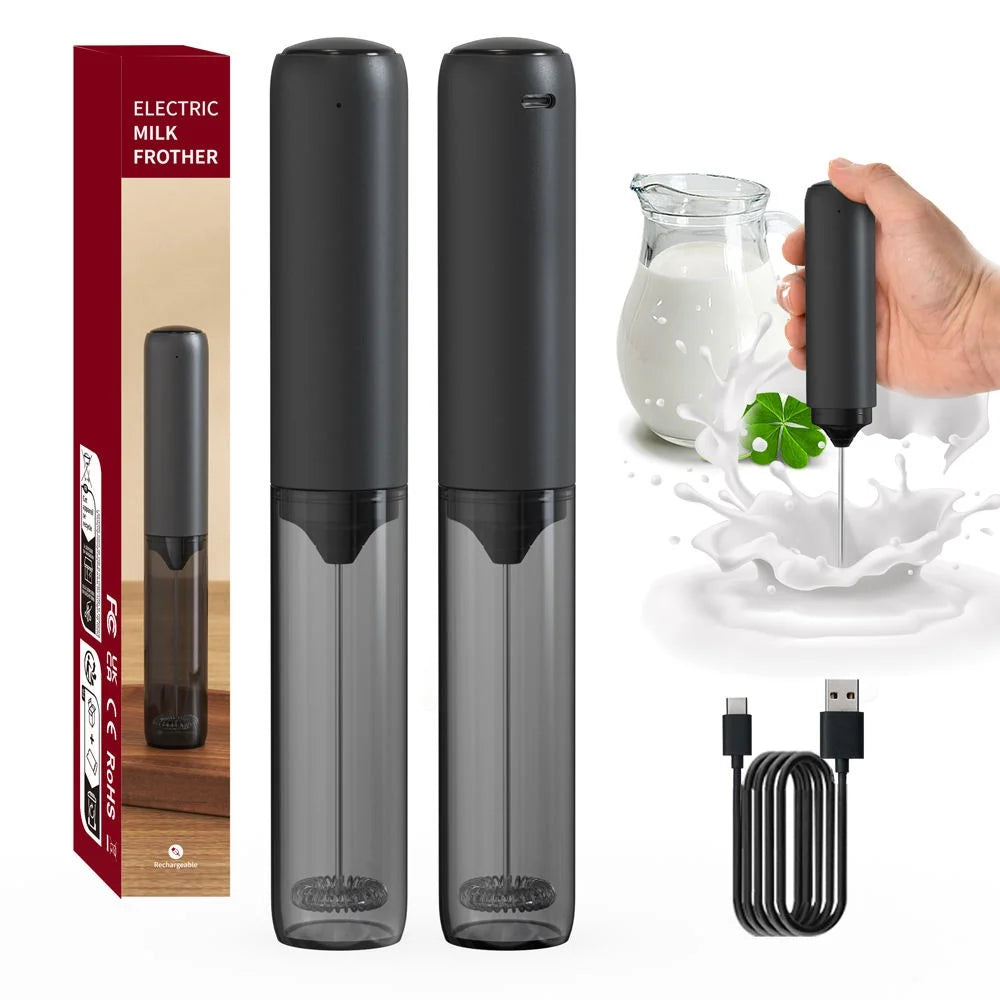 USB C Rechargeable Coffee Whisk with Silent Tech, Smart Pro Electric Milk Frother, Auto Cappuccino Latte Maker for Home