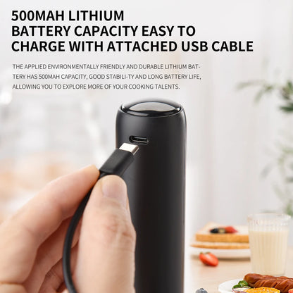 USB C Rechargeable Coffee Whisk with Silent Tech, Smart Pro Electric Milk Frother, Auto Cappuccino Latte Maker for Home