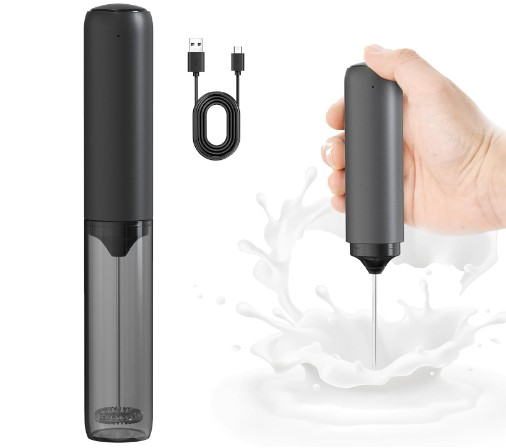USB C Rechargeable Coffee Whisk with Silent Tech, Smart Pro Electric Milk Frother, Auto Cappuccino Latte Maker for Home