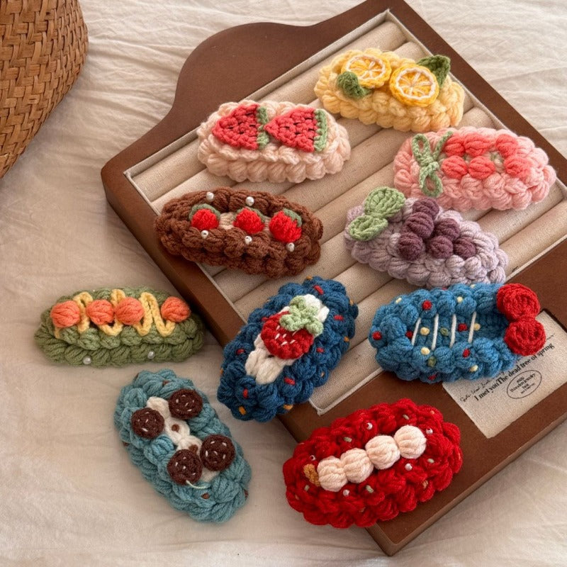 Cute Hairpin Cartoon Fruit Handmade Wool Crocheted Sweet Style Autumn And Winter BB Clip Bangs Clip 1