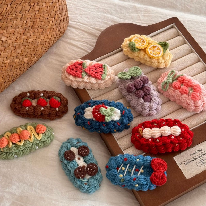 Cute Hairpin Cartoon Fruit Handmade Wool Crocheted Sweet Style Autumn And Winter BB Clip Bangs Clip 3