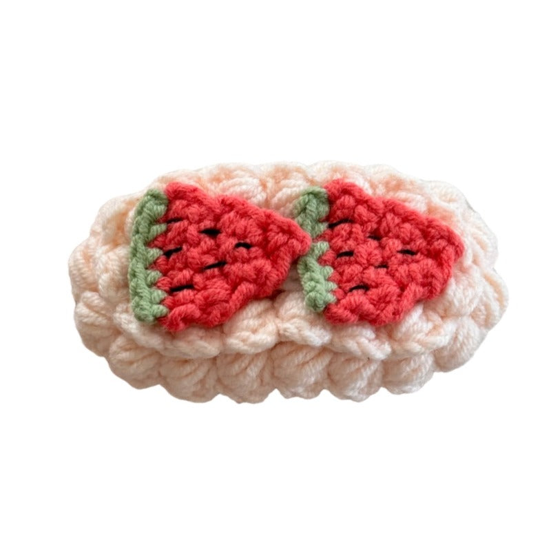 Cute Hairpin Cartoon Fruit Handmade Wool Crocheted Sweet Style Autumn And Winter BB Clip Bangs Clip 4
