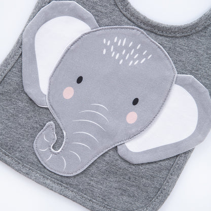 Animal Bib, Baby Elephant Saliva Towel, Childrens Accessories, Baby Food Towel Soft Absorbent Feeding Cloth