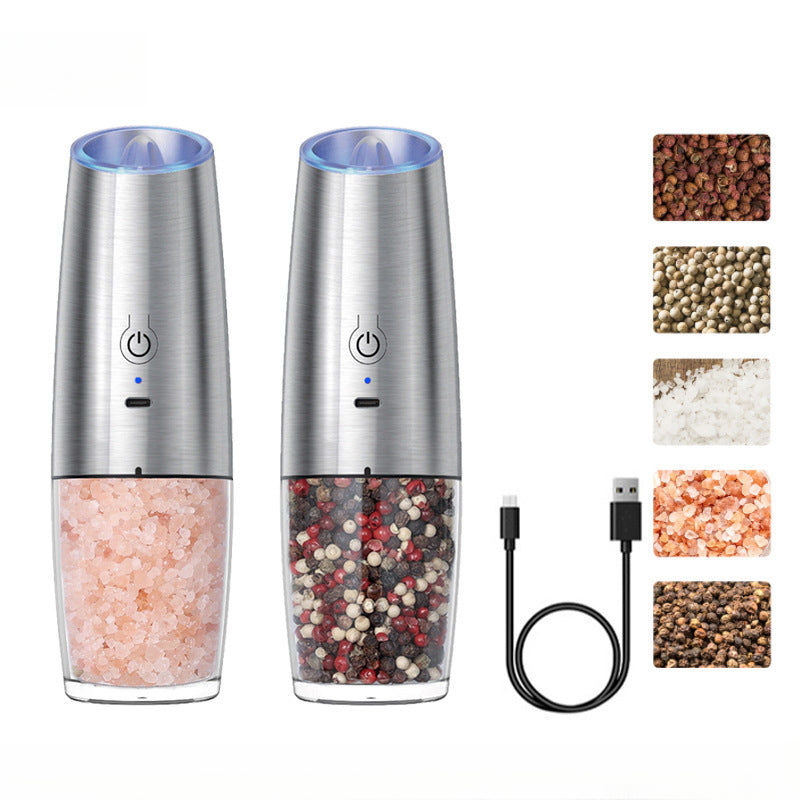 USB Rechargeable Salt and Pepper, Electric Grinder, Large Capacity, Adjustable Coarseness, Auto Spices Grinders Kitchen