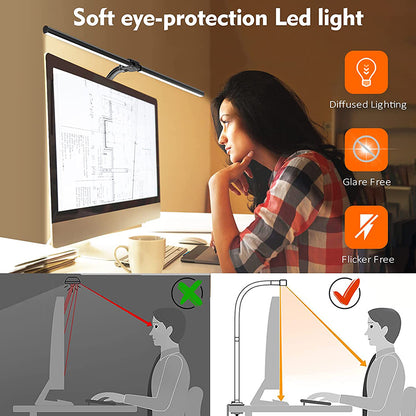 Double Head LED Desk Lamp Architect Office Lamp Brightest Colour Modes Dimmable Eye Protection Lamp 4
