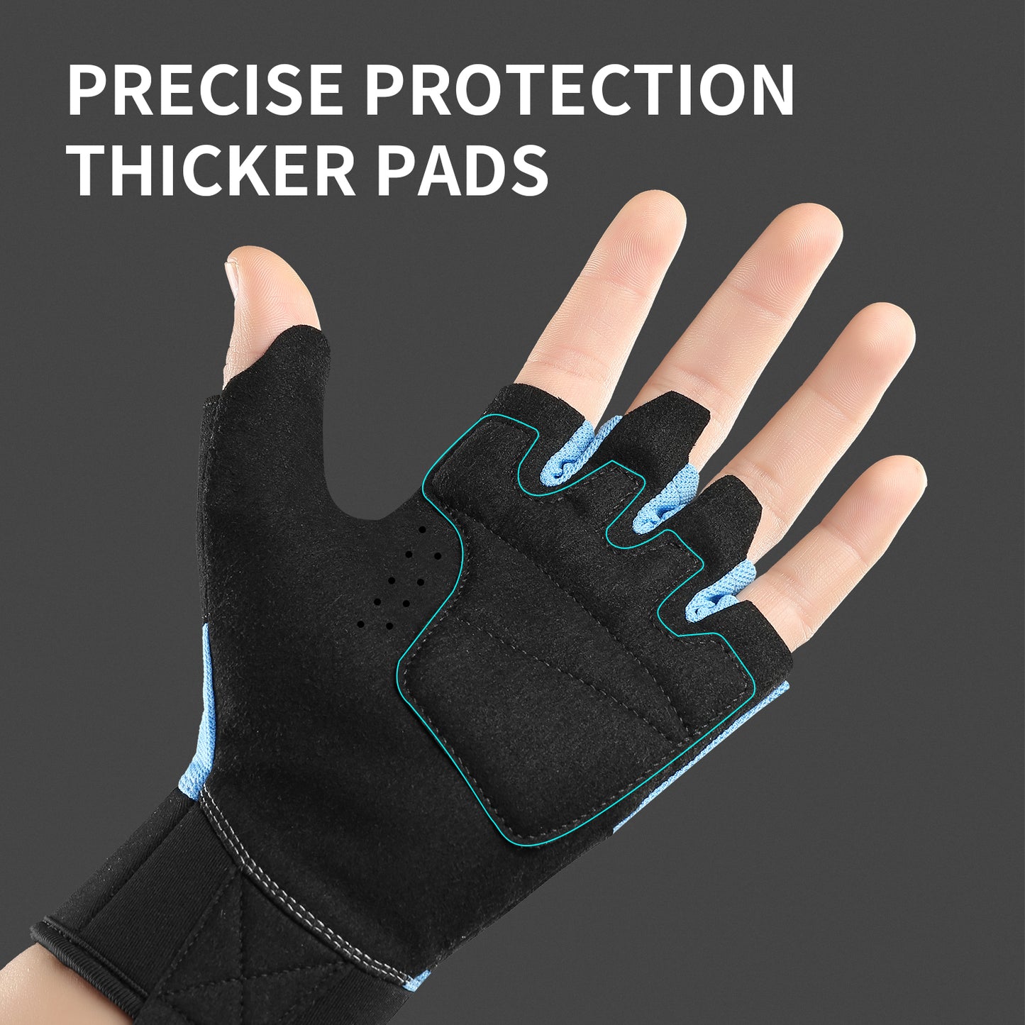 Gym Lifting Workout Gloves Men Women, Wrist Belt Fitness Climbing, Work Out Shock Absorb Foam Pad Palm Crossfit