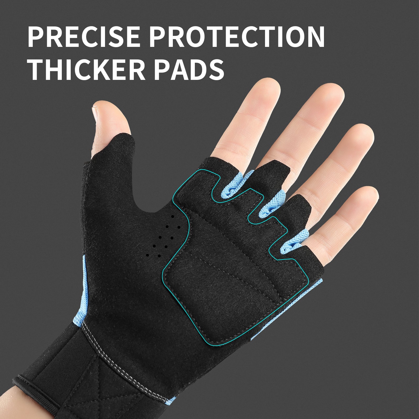 Gym Lifting Workout Gloves Men Women, Wrist Belt Fitness Climbing, Work Out Shock Absorb Foam Pad Palm Crossfit