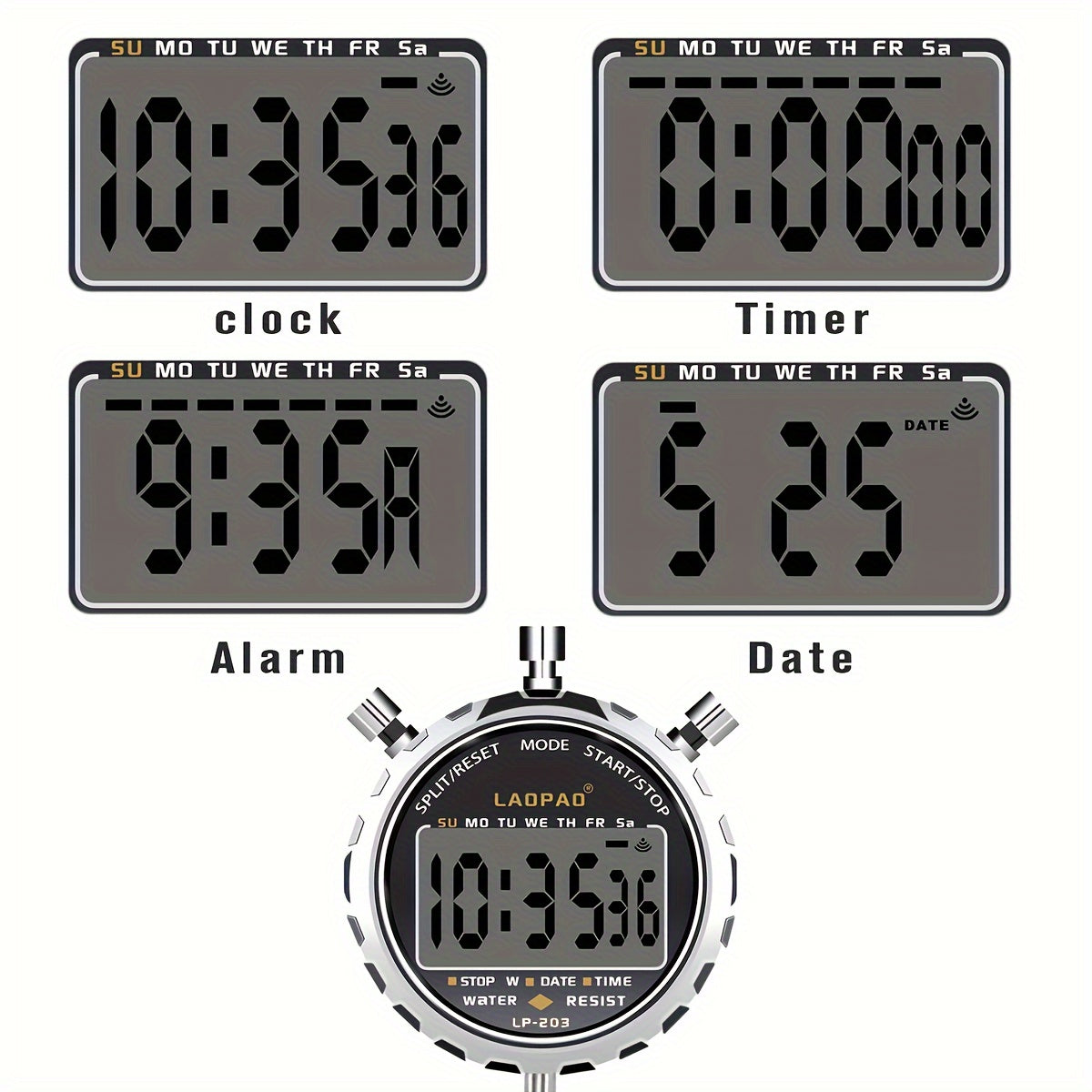 Stopwatch Rain Proof Digital Timer For Sports Timing Coach Competition Referee Training 3