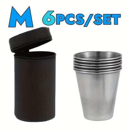Portable Stainless Steel Cup Set With Carry Case For Outdoor Travel And Camping 3