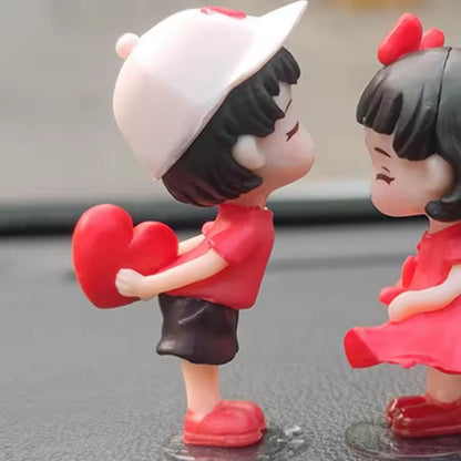 Loving Drive Couple Car Dashboard Figurine  Cute Cartoon Kiss Ornament For Couples  Car Interior De 4