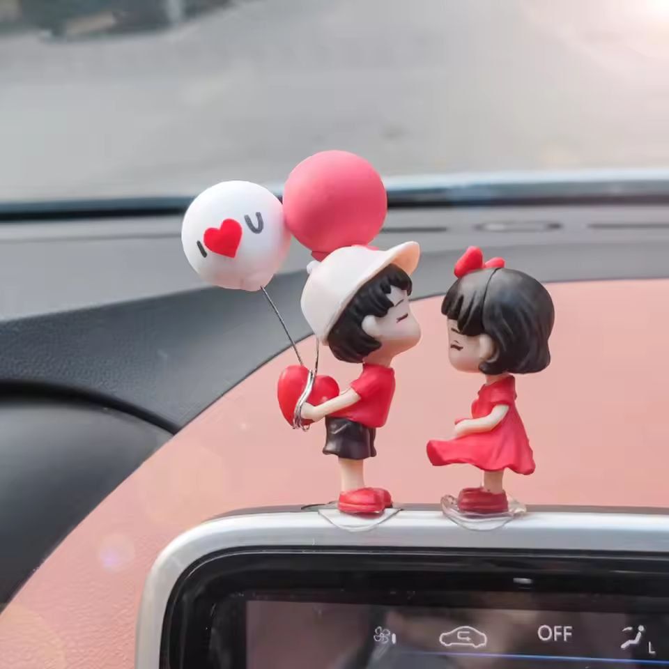Loving Drive Couple Car Dashboard Figurine  Cute Cartoon Kiss Ornament For Couples  Car Interior De 9