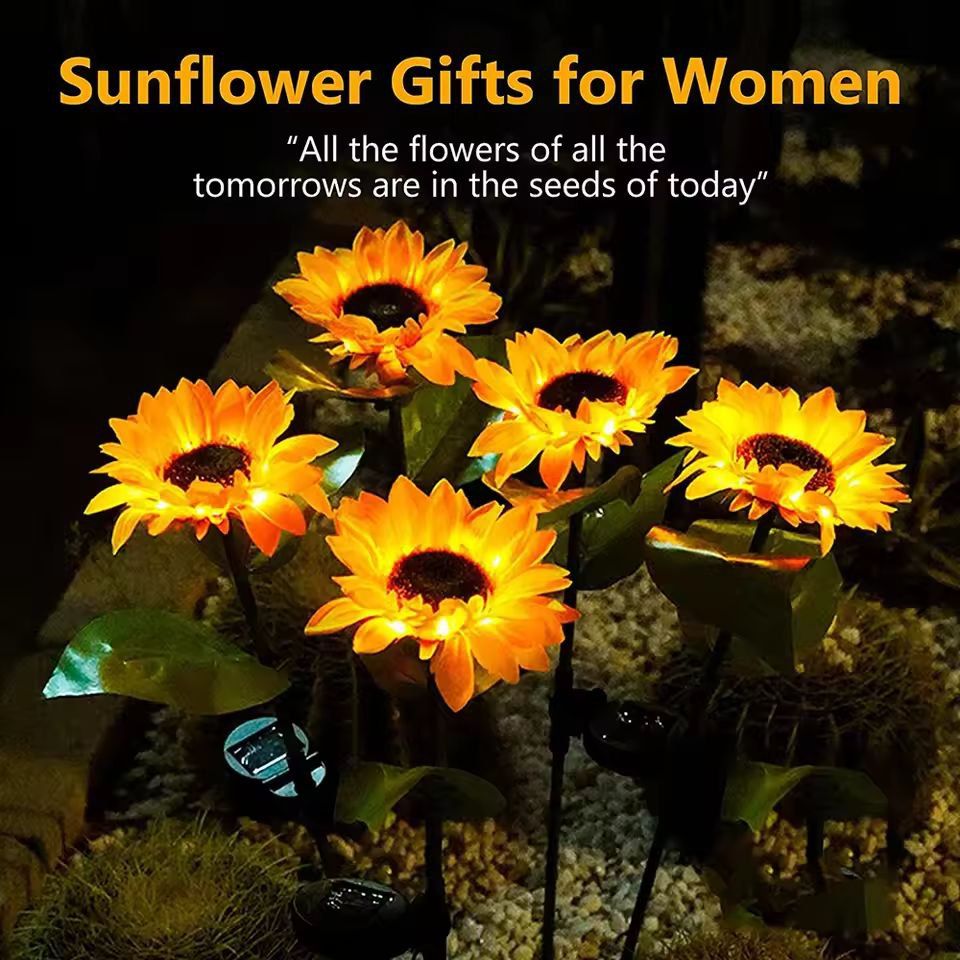 SunGlow Solar Sunflower Garden Lights  Realistic Outdoor Solar Sunflower Decor 2