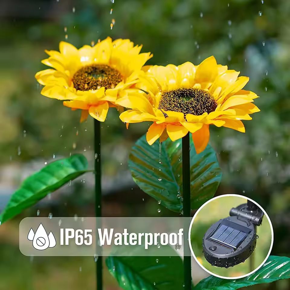SunGlow Solar Sunflower Garden Lights  Realistic Outdoor Solar Sunflower Decor 3