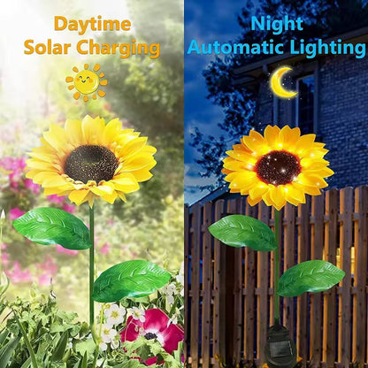 SunGlow Solar Sunflower Garden Lights  Realistic Outdoor Solar Sunflower Decor 4