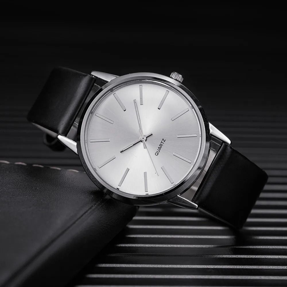 Men Leather Band Quartz Casual Wristwatch 2