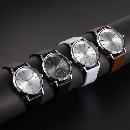 Men Leather Band Quartz Casual Wristwatch 5