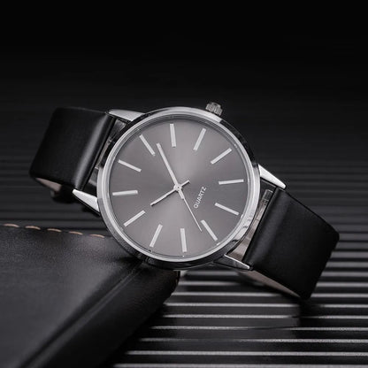 Men Leather Band Quartz Casual Wristwatch 8