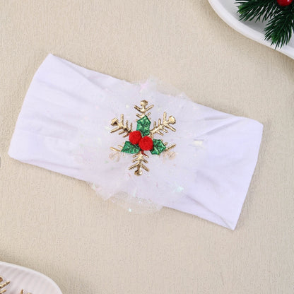 Gauze Snowflake Christmas Tree Hairbands For Kids Baby Girls Nylon Christmas Headbands Girls Green  6