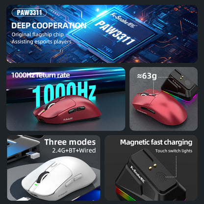 Three Mode E Sports Bluetooth Wireless Mouse Game Lightweight Magnetic Charging Laptop Desktop Mous 4