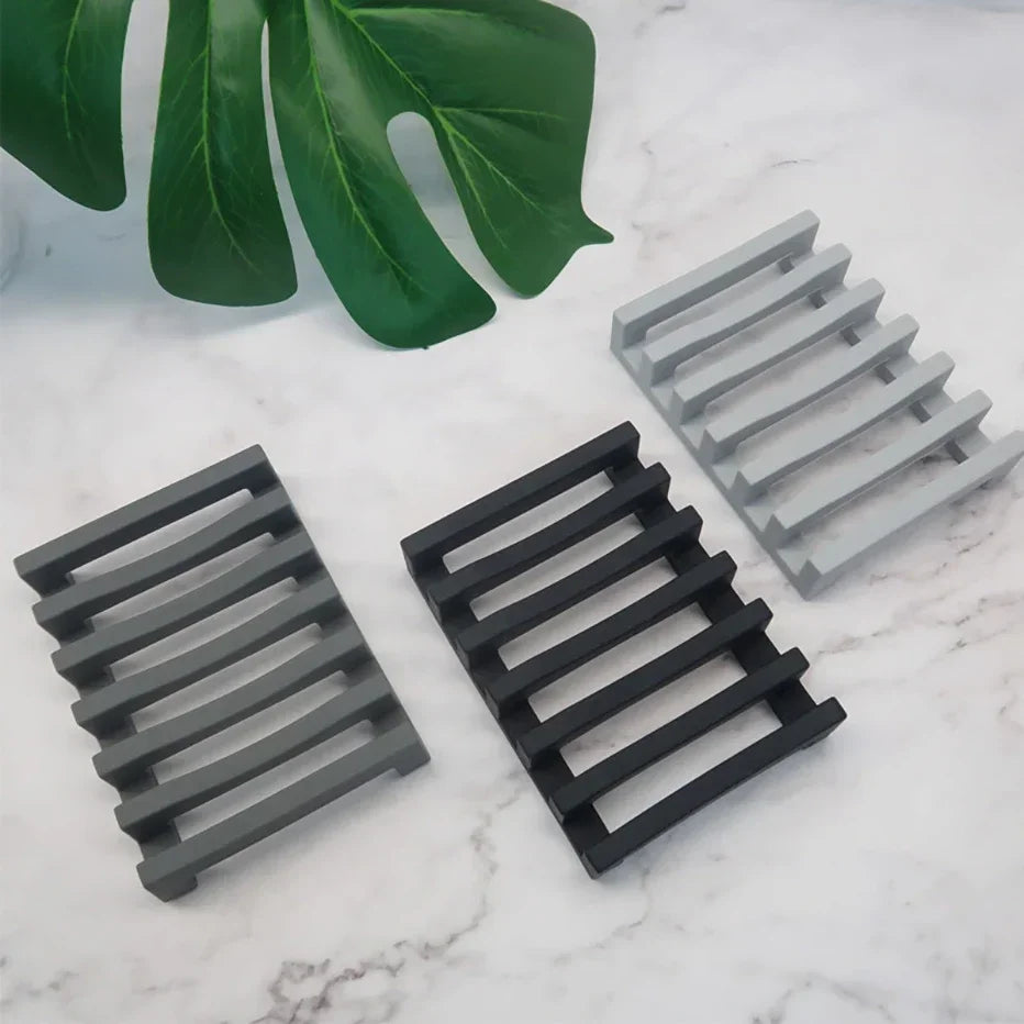 Hollow Design Bar Soap Dish Flexible Silicone Soap Holder Drainer Sponges Scrubber Display Bathtub  5