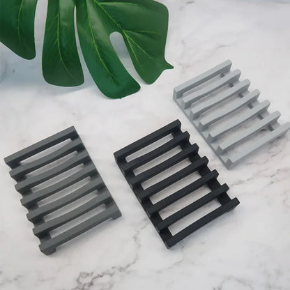 Hollow Design Bar Soap Dish Flexible Silicone Soap Holder Drainer Sponges Scrubber Display Bathtub  5