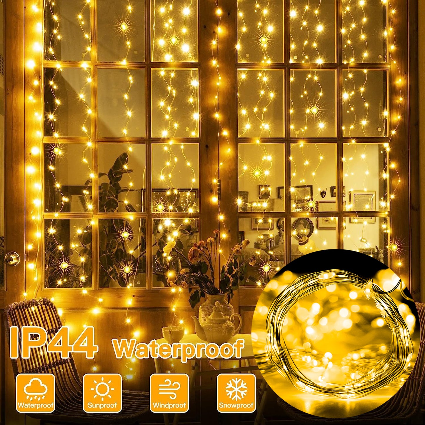 LED Fairy String Curtain Lights Christmas Lights, USB Festoon, 8 Mode Remote, Christmas Decor For Home Holiday New Year