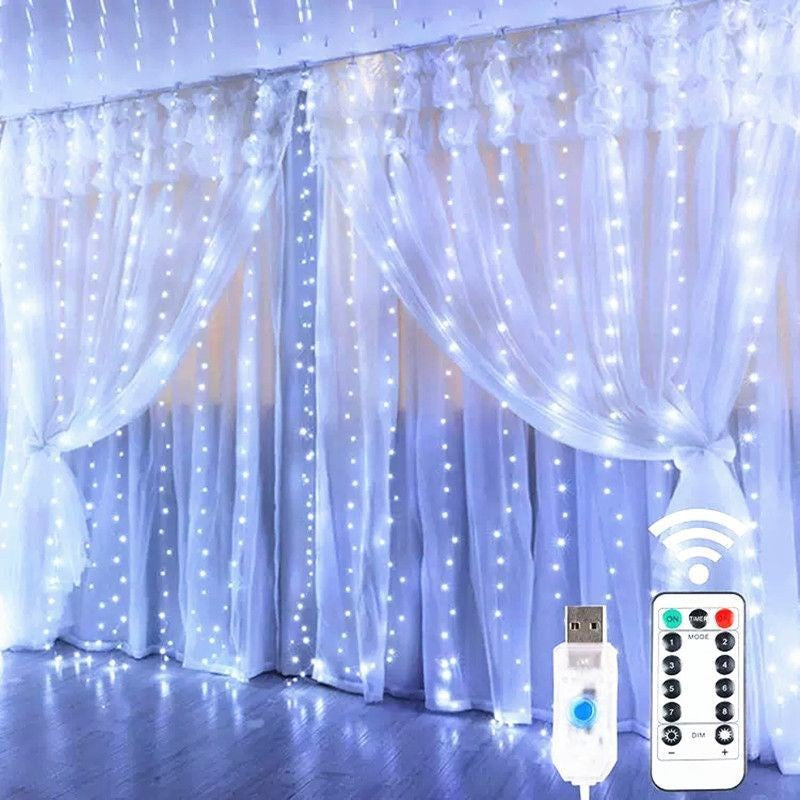 LED Fairy String Curtain Lights Christmas Lights, USB Festoon, 8 Mode Remote, Christmas Decor For Home Holiday New Year