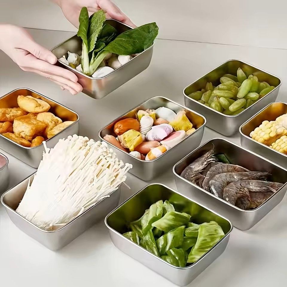 Stainless Steel Food Storage Containers With Flip Top Lids Reusable Kitchen And Fridge Organizers 9