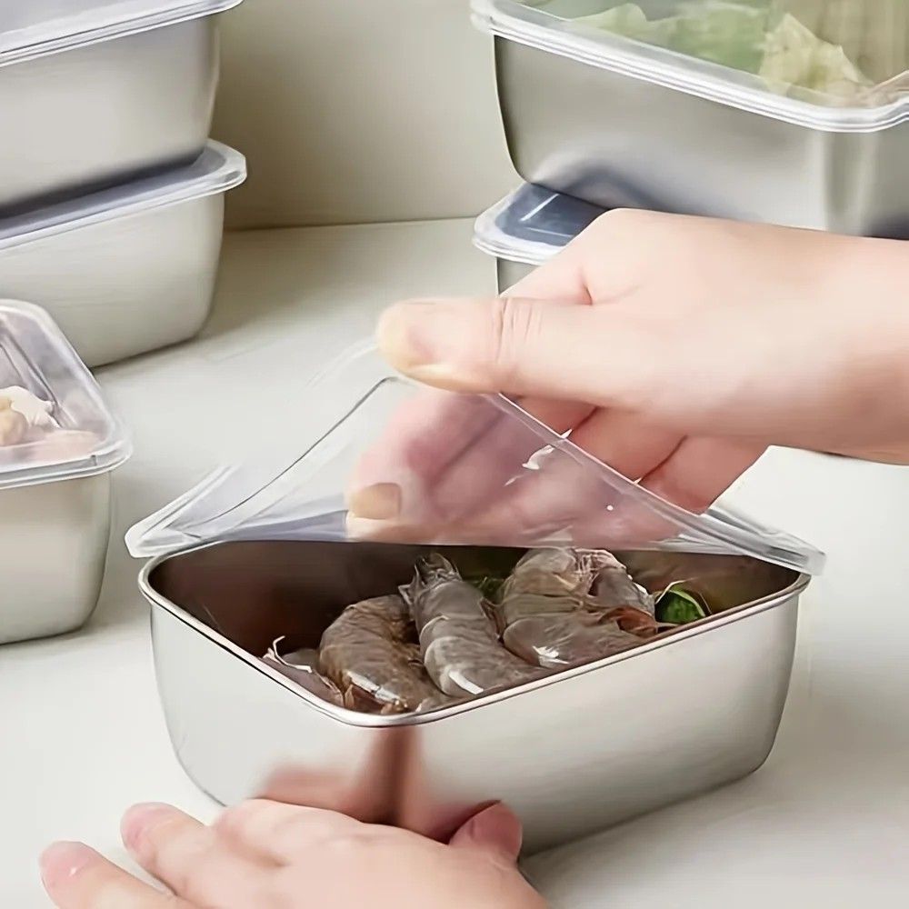 Stainless Steel Food Storage Containers With Flip Top Lids Reusable Kitchen And Fridge Organizers 8