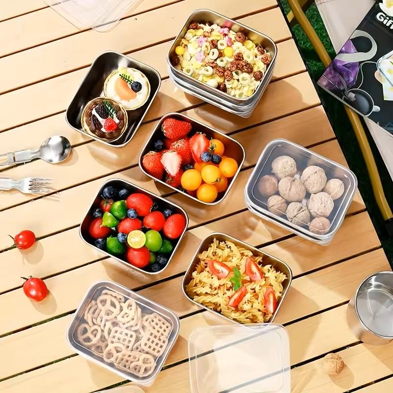 Stainless Steel Food Storage Containers With Flip Top Lids Reusable Kitchen And Fridge Organizers 6