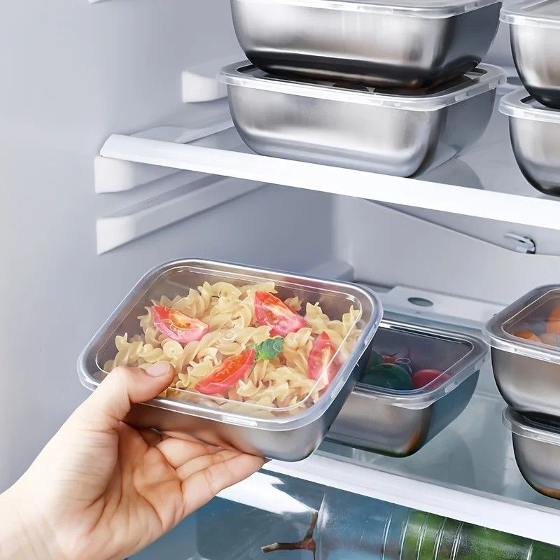 Stainless Steel Food Storage Containers With Flip Top Lids Reusable Kitchen And Fridge Organizers 3