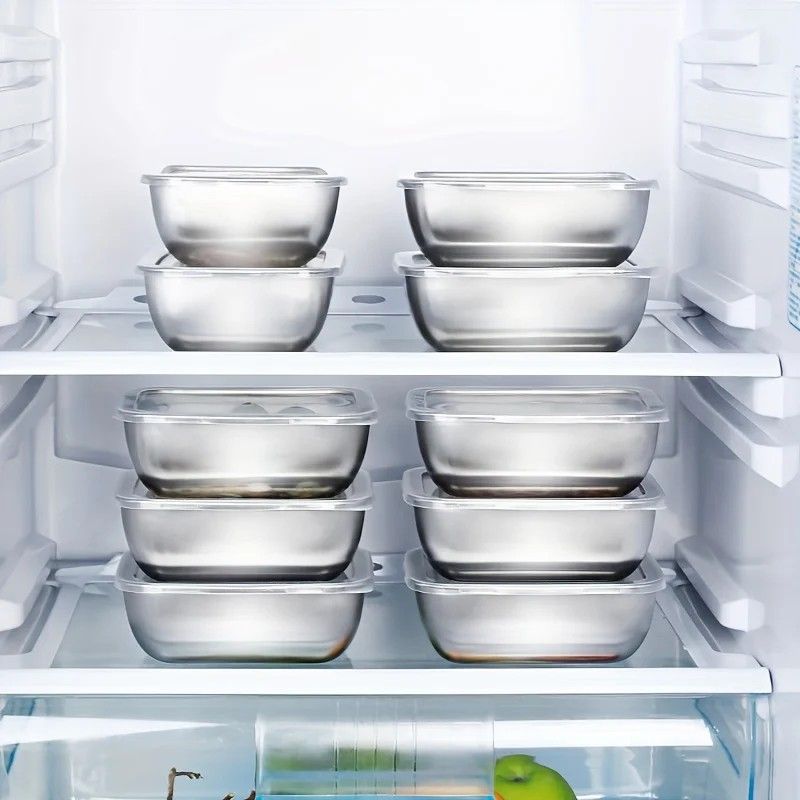 Stainless Steel Food Storage Containers With Flip Top Lids Reusable Kitchen And Fridge Organizers 1