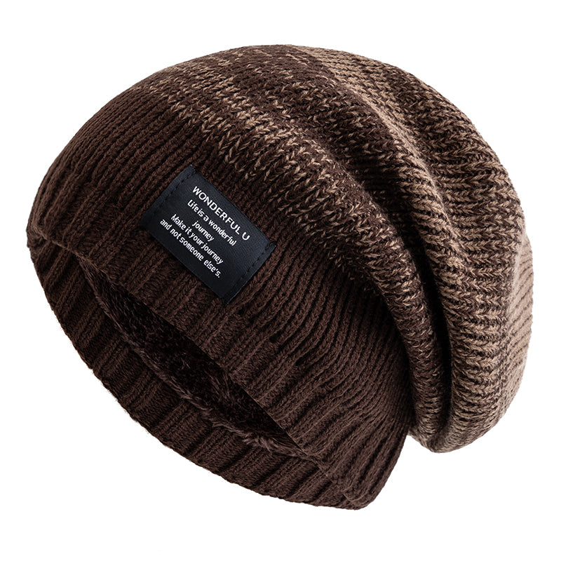 Female Winter Mixing Color Label Decor Knitted Hats Hot Sale Women Slouchy Winter Hats Plush Fur Li 6
