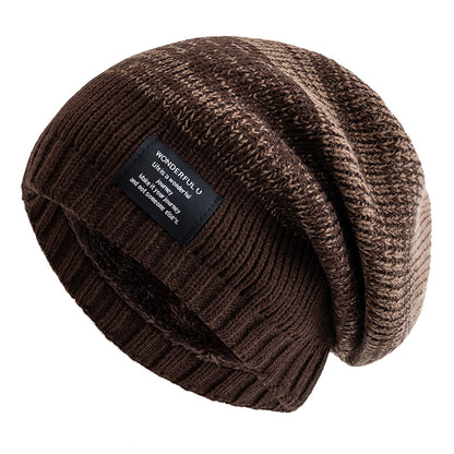 Female Winter Mixing Color Label Decor Knitted Hats Hot Sale Women Slouchy Winter Hats Plush Fur Li 6