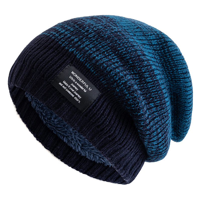 Female Winter Mixing Color Label Decor Knitted Hats Hot Sale Women Slouchy Winter Hats Plush Fur Li 10
