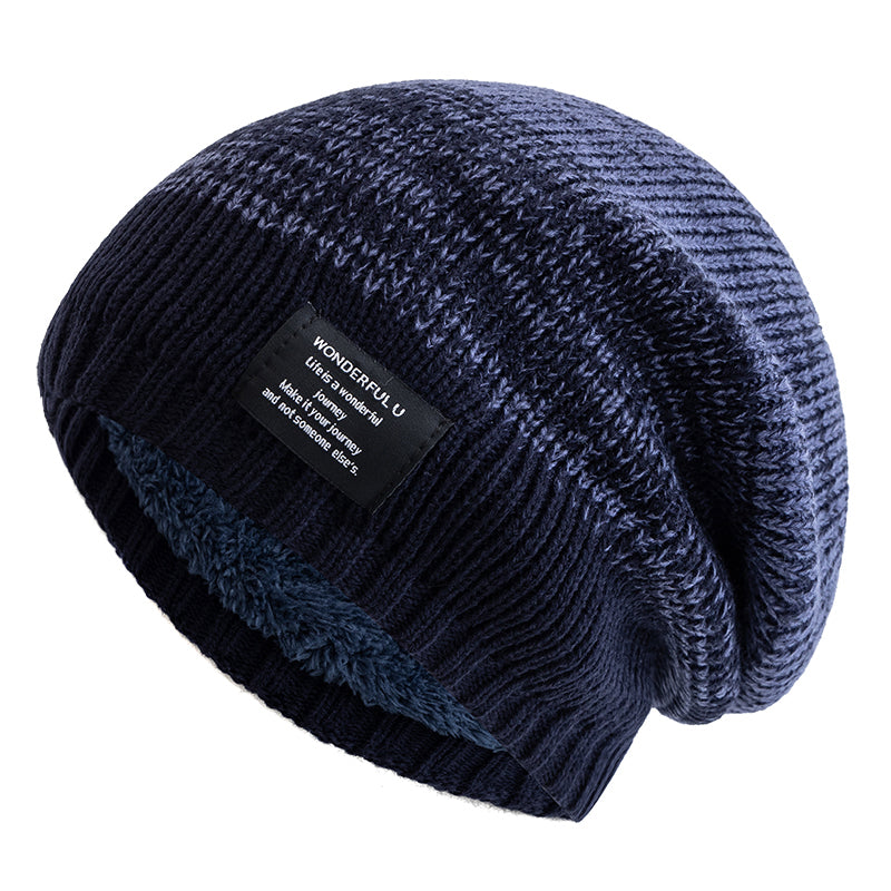 Female Winter Mixing Color Label Decor Knitted Hats Hot Sale Women Slouchy Winter Hats Plush Fur Li 11