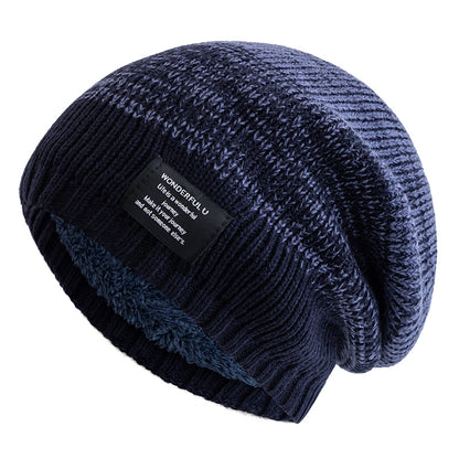 Female Winter Mixing Color Label Decor Knitted Hats Hot Sale Women Slouchy Winter Hats Plush Fur Li 11